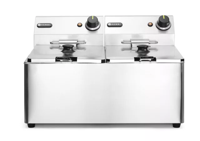 Friteza Kitchen Line - 2 x 8 l, HENDI, Kitchen Line, 16 l, 230 V/7000 W, 542x430x(V)351 mm