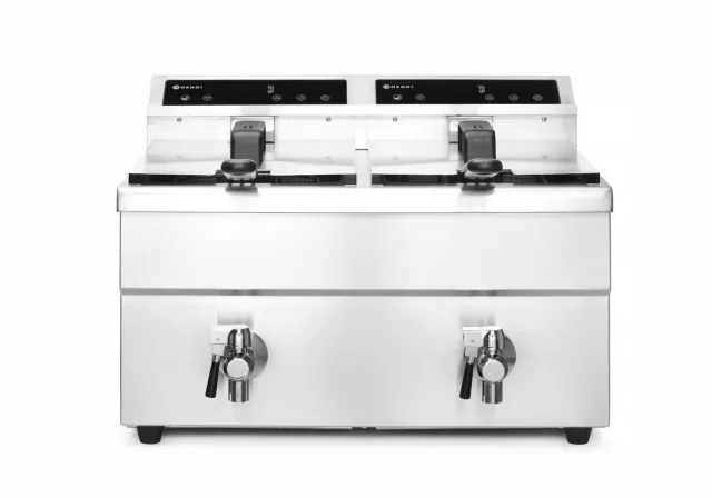 Indukcijska friteza s ispustom – 2 x 8 l, HENDI, Profi Line, 16 l, 230 V/7000 W, 577 x 609 x (V) 410 mm