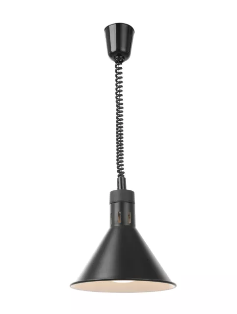 Viseća grijaća svjetiljka s podesivom visinom, konusna, HENDI, crna, 230 V/375 W, ⌀275 × (V)250 mm