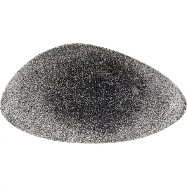 CHURCHILL Raku Kremen crni plitki tanjur, trokut, duljina: 355 mm